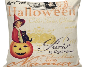 Pillow Cushion Halloween Orange Vintage Pumpkin Jack O Lantern Cotton #RQ0148 RavenQuoth All Hallow's Eve Home Decor