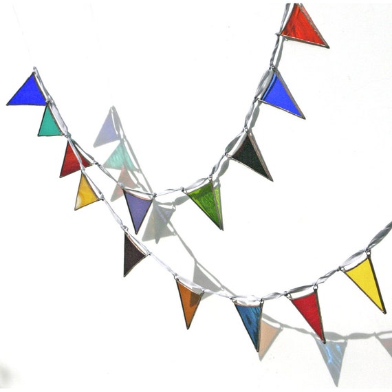 Stained Glass Bunting Garland Colourful Window Suncatcher