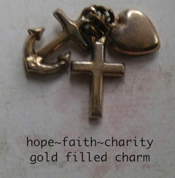 Hope Faith Charity Christian Gold Filled Charm by MiladyLinden