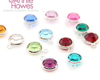 5 Swarovski Birthstone Charms. Rhodium Plated formerly Silver Plated. 6mm. 5 pack. Choose your colors. 1128 SS29.