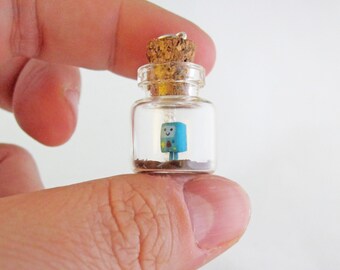 Friendly Blue Sidekick Beemo Adventure Time Bottle Necklace