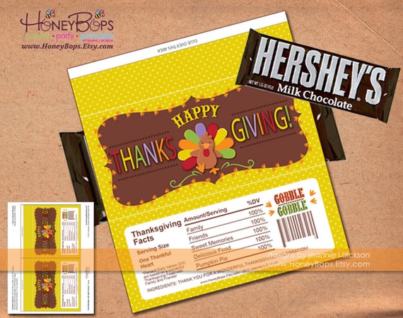 Instant Download Thanksgiving Candy Bar Wrapper - PDF Il_570xn