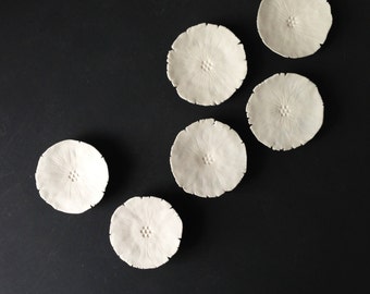 Wall art Six Graces Porcelain wall sculpture flowers White porcelain ceramic pottery Wall art Bathroom art Home decor READY TO SHIP
