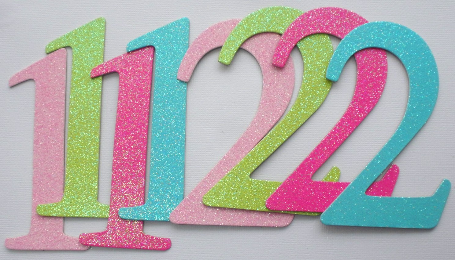 4 Glitter Chipboard Numbers Top Coat Glitter Die Cuts