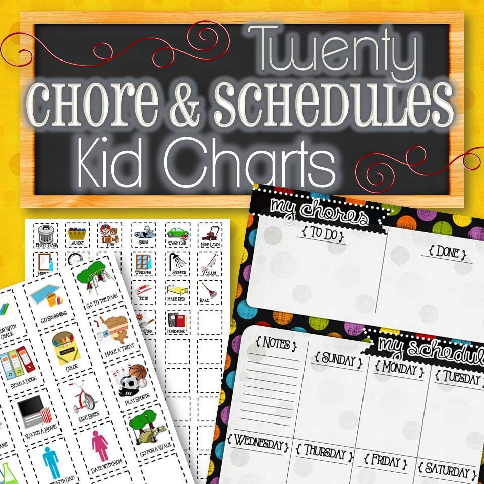 20 Chore & Schedule Charts for Kids INSTANT DOWNLOAD