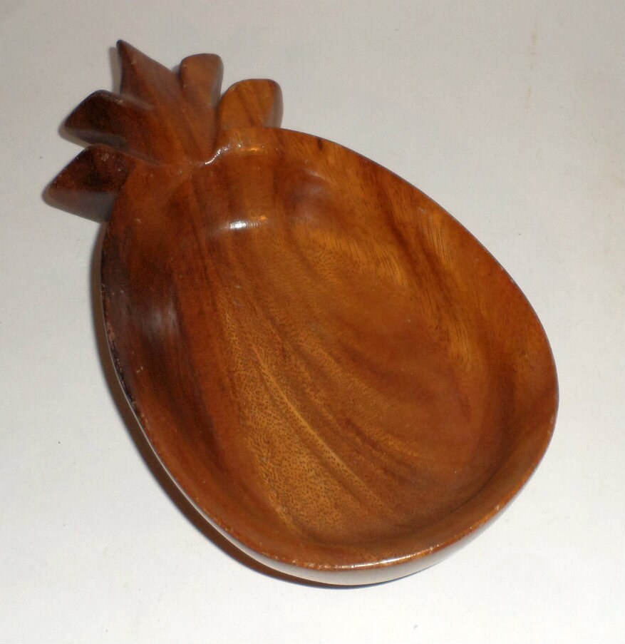 Vintage Wood PIneapple Bowl Monkey Pod Wood Hawaiian