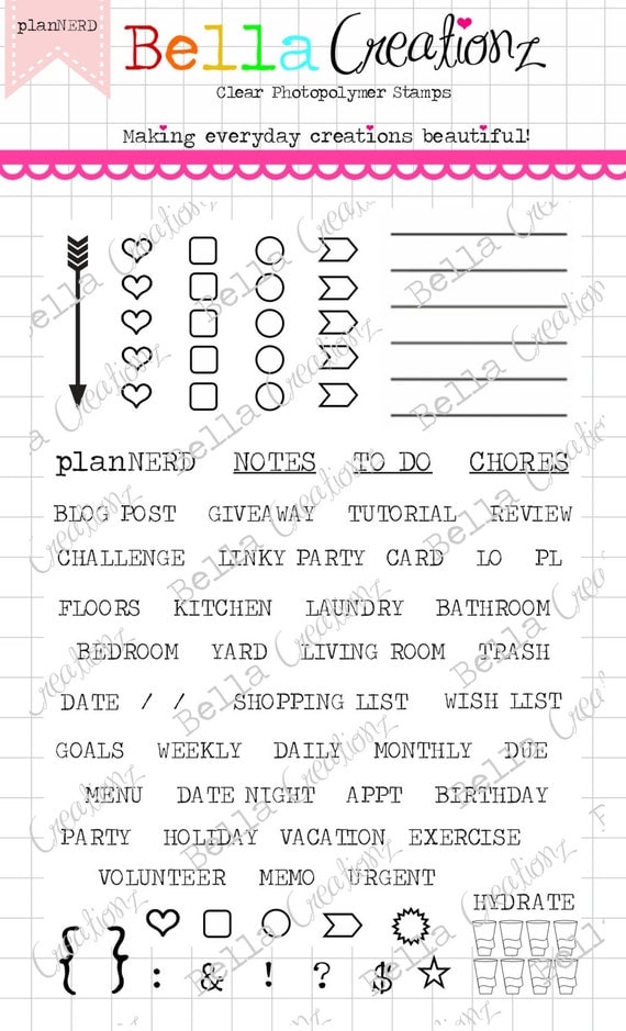 Planner Stamp Clear Stamp Set "planNERD" - Perfect for your planner, Filofax, Erin Condren, lists, journals etc.