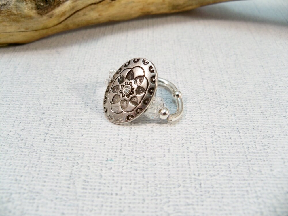 Silver Ring Stretch Band Ring Cocktail Ring Elastic Band