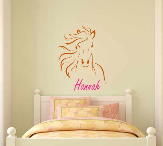 wall etsy bedroom decals mustang poney Cheval personnalisé autocollant nom autocollant cheval