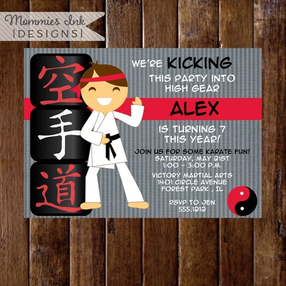Karate Boy or Girl Custom Birthday Invitation- Tae Kwan Do Party - Karate Party - PRINTABLE INVITATION DESIGN Il_570xn