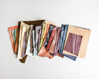 Scrap Leather Pieces - Mixed Colours - BUMPER Scrap bag - 460 grams - 1 lb - 16 oz - remnants - off cuts