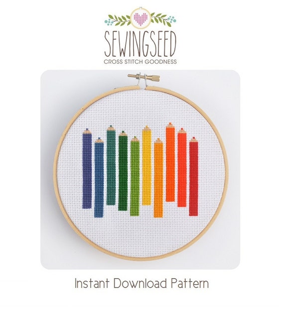Colored Pencils Cross Stitch Pattern Instant Download