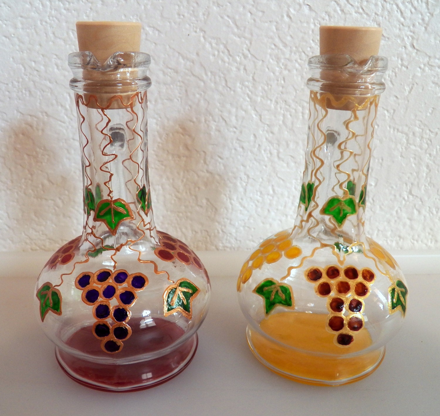 Handpainted Olive Oil / Balsamic Vinegar Cruet Set with