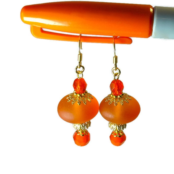 Tangerine Orange Dangle Earrings Orange Earrings Clearance