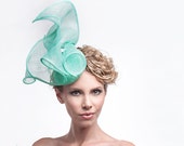 Summer Mint Green - Sea Blue Women - Summer Straw Headpiece - Lightweight - Fascinator Statement - Races - Hair Accessory - Hat Accessories