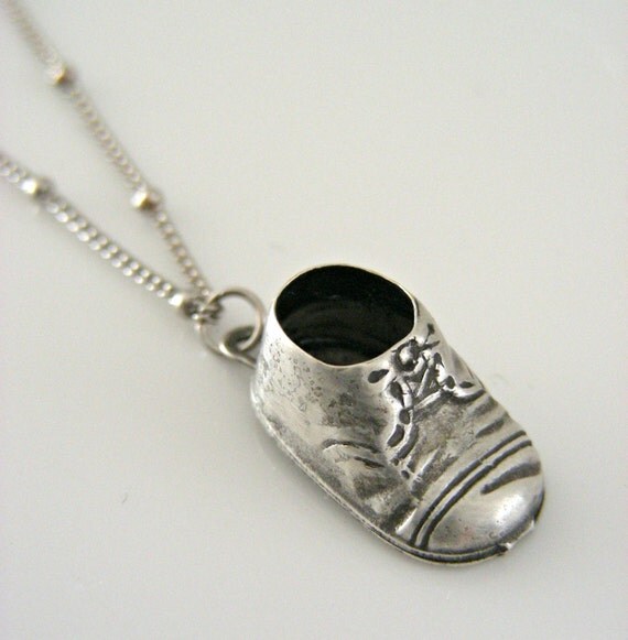Items similar to Silver Necklace Baby Shoe Charm Charm Necklace
