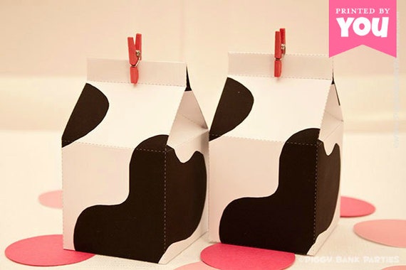 Milk Carton Favor Box : DIY Printable Cow Print Carton PDF - Instant Download Il_570xn