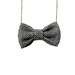 Grey & Black Herringbone - Bow Tie Necklace, Womens Gray Bowtie