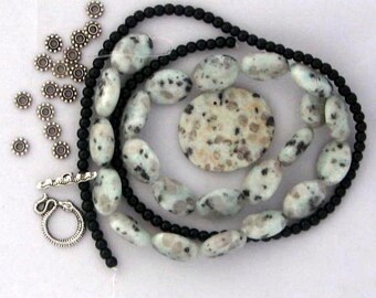 Beads a Plenty Sesame Jasper Black Glass Pewter Pendant Beads Jewelry Necklaces Bead Kit DIY