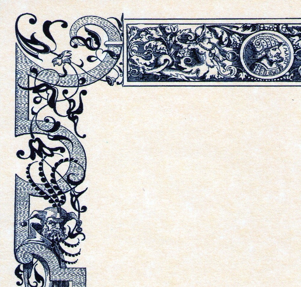 Scrollwork Victorian Border with Cherubs for Letterhead and