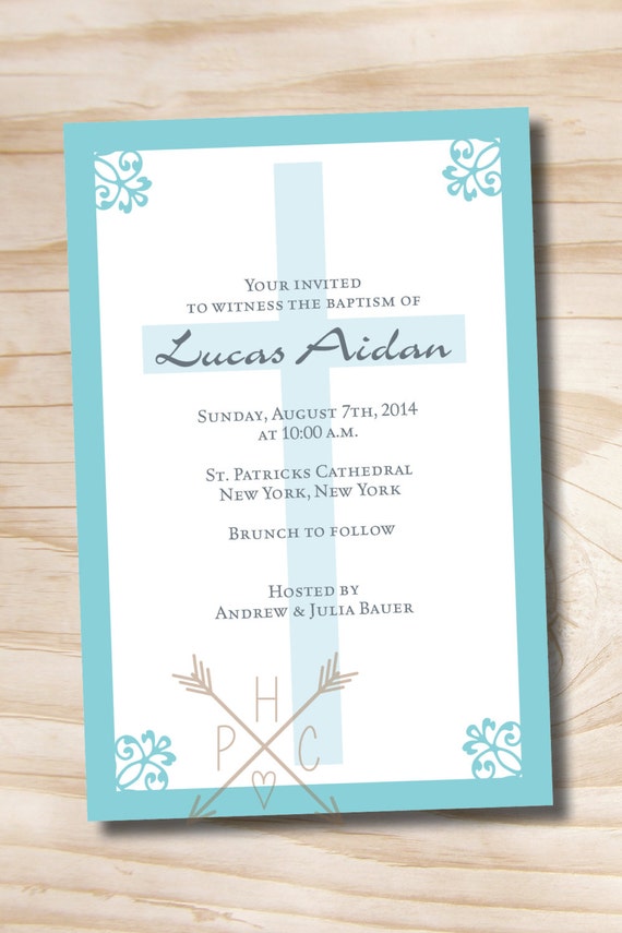 SIMPLY CHIC Custom Baptism Invitation / Christening Invitation / Communion Invitation - Printable digital file or printed invitations Il_570xn