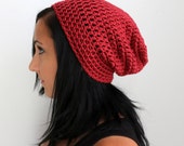 Marsala Red Slouchy Beanie Hat, Red Unisex Adult Classic Beanie, Winter Accessories