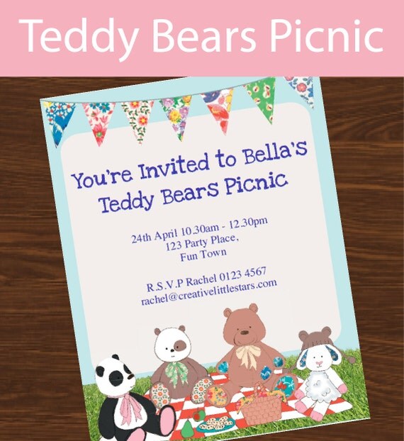 Teddy Bears Picnic DIY Invitation INSTANT by CreativeLittleStars