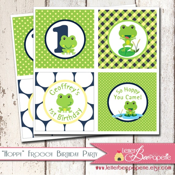 Hoppy Froggy Cupcake Toppers - 2" Squares/Circles - Gift/Favor Tags - DIY Printable Label - Boys Birthday Party - Frog Theme Decorations Il_570xn