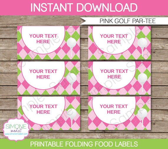 Golf Food Labels - Pink Girls - Buffet Tags - Tent Cards - Party ...