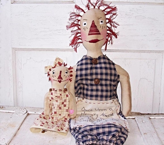 Rag Doll Folk Art Bag Holder Dolls Raggedy Annie Dolls Prims*Gone*Wild