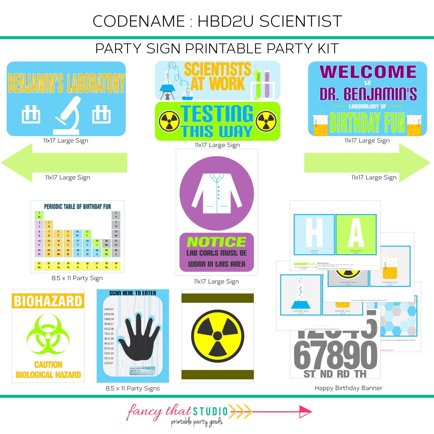 Scientist Printable Party Signs Science Theme by FancyThatStudio