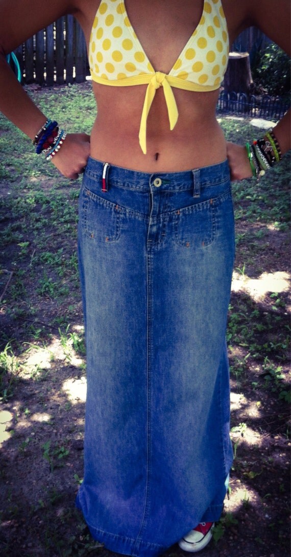 tommy hilfiger blue jean skirt