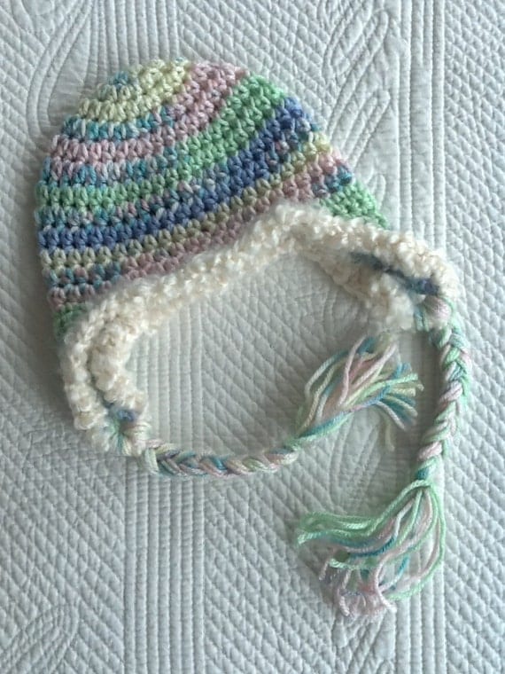 Crochet Earflap Hat, So Soft Pink, Blue, Green, Cream Crochet Hat with Earflaps, Crochet Hat, Baby Hat, Newborn Hat, Baby Girl Hat, Baby Hat