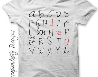 Valentine's Day Iron on Transfer - Iron on Women's Shirt / Boys I Love You Tshirt / Kids Alphabet Love / Girls Valentines Day Outfit IT338