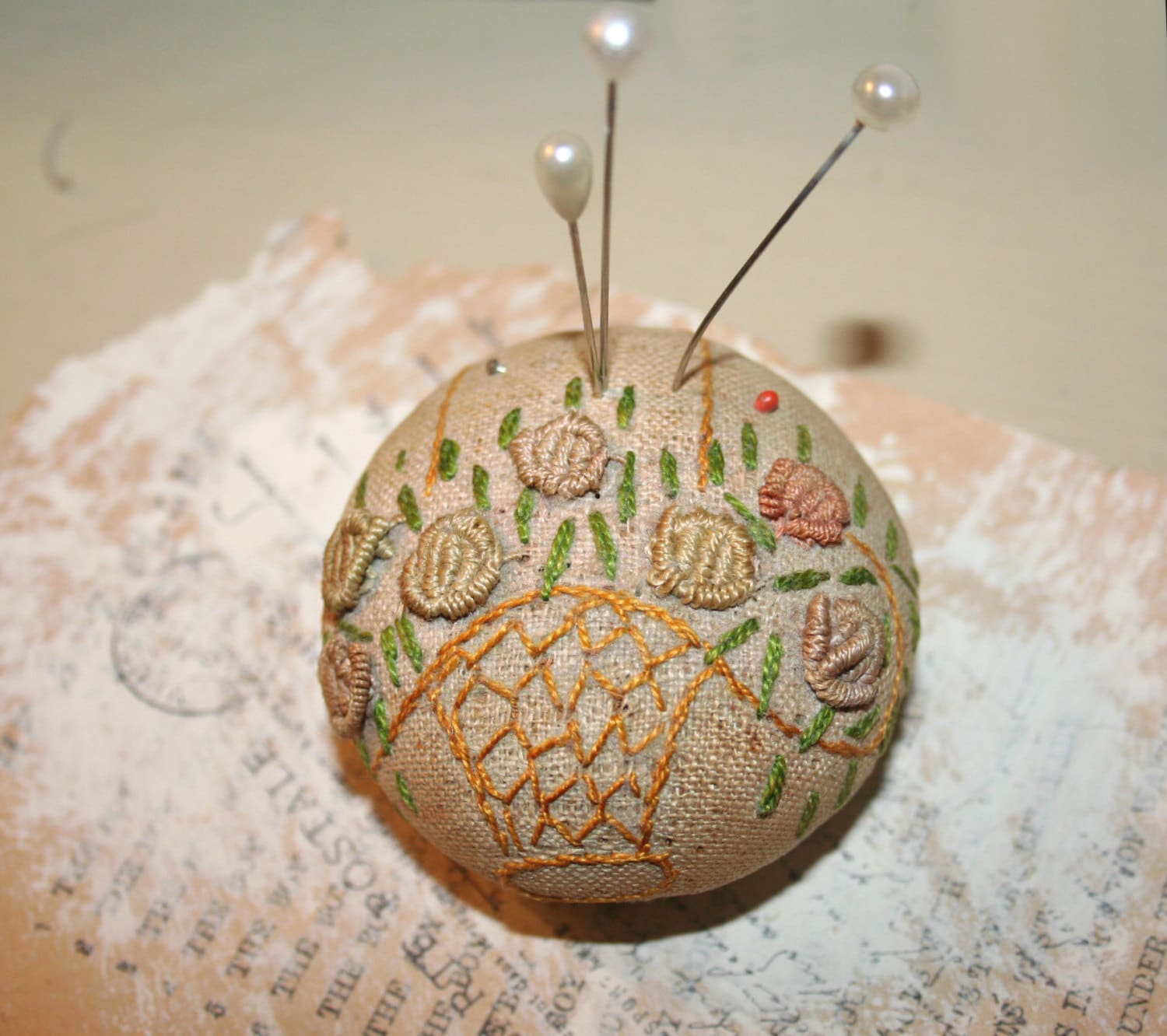 Vintage / Antique Embroidered Pin Cushion / by AloofNewfMillinery