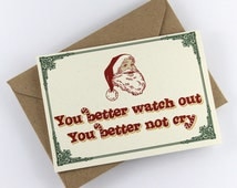 Santa Claus Christmas Card "You Better Watch Out, You Better Not Cry", Holidays Card, Vintage ...