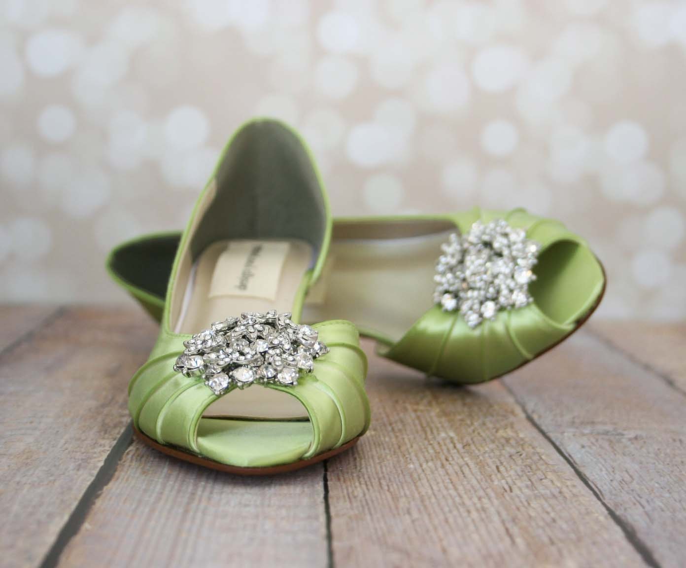 Wedding Shoes Spring Green Peeptoe by EllieWrenWeddingShoe