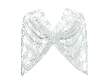 Silver Lace Shrug, 4 Options Top- Shawl, Shrug, Crisscross And Infinity Scarf. Sparkling Silver Bolero, Great For Bridesmaids, Bridal Party