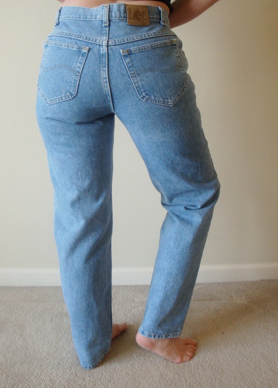 High Waisted Lee Jeans 80's Peg Leg Tapered Fit Long Mom