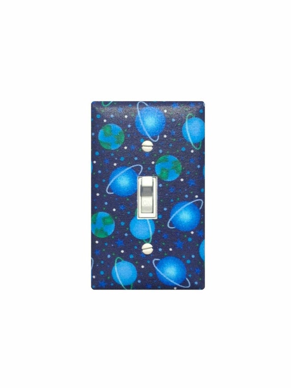 Space Light Switch Plate Cover / Boys Room Stars Planet Solar