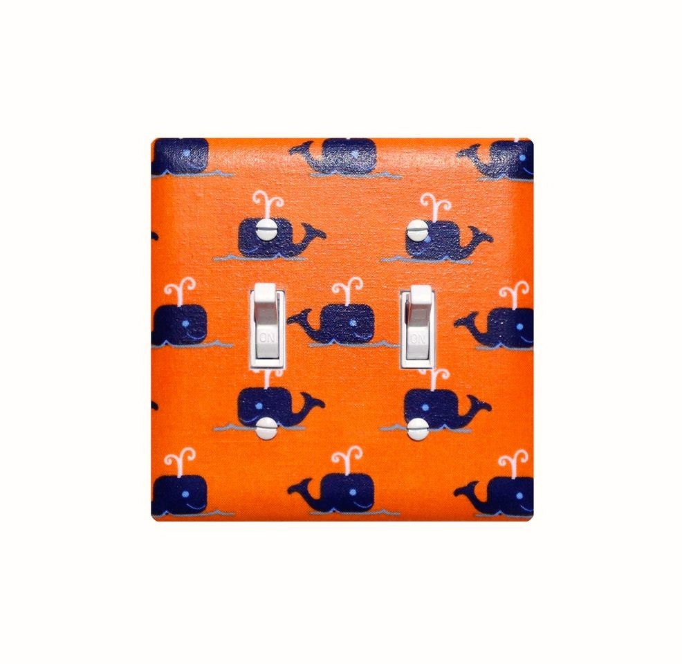 Whale Light Switch Plate Cover / Boys Baby Nursery / Preppy