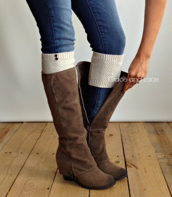 Pebble Knit Boot Cuff OAT button boot cuff by GraceandLaceCo