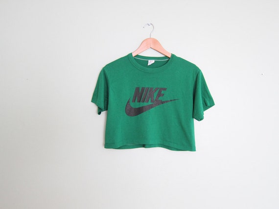 vintage t shirt / NIKE / 1970s green crop top NIKE S M