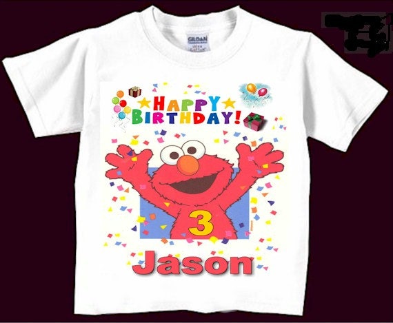 Elmo Birthday T Shirt Personalized Elmo Happy by jlctshirts