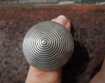 Sterling Silver Ring Modernist High Dome Textured Ridges Swirl Target Size 8.5 or 8 1/2