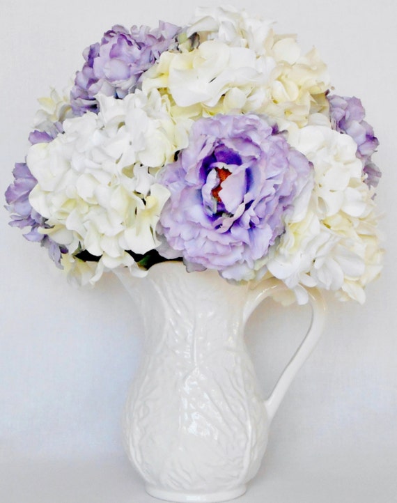 Artificial Flower Arrangement Lavender Peonies \u0026 White