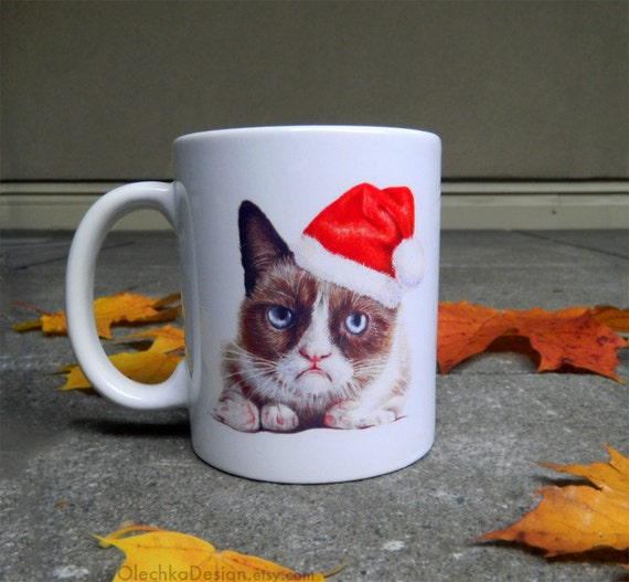 Grumpy Cat Mug Grumpy Santa Ceramic Coffee Mug Funny Geek