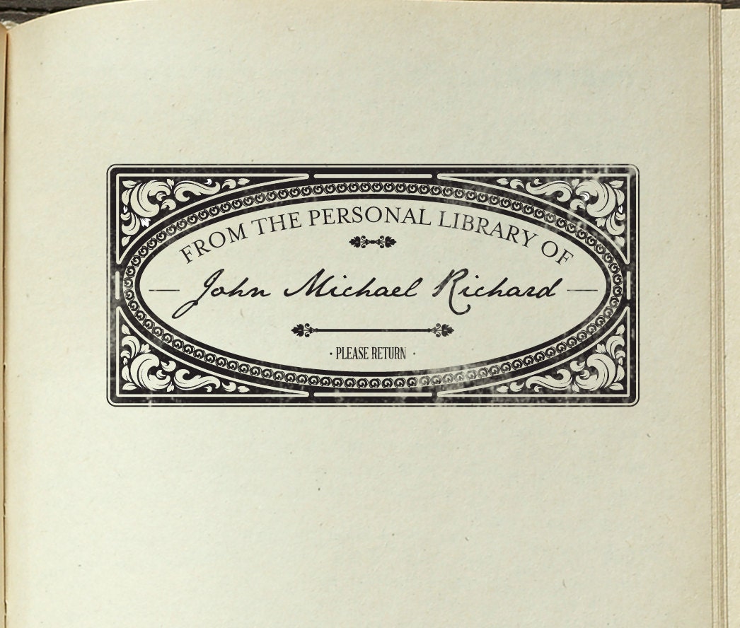 From the Library of Stamp Book Stamp Wood Mounted Book