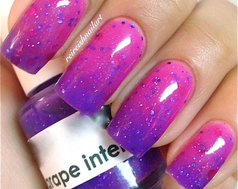 Grape Intentions--Color Changing Thermal Nail Polish: Custom-Blended Indie Glitter Nail Polish / Lacquer
