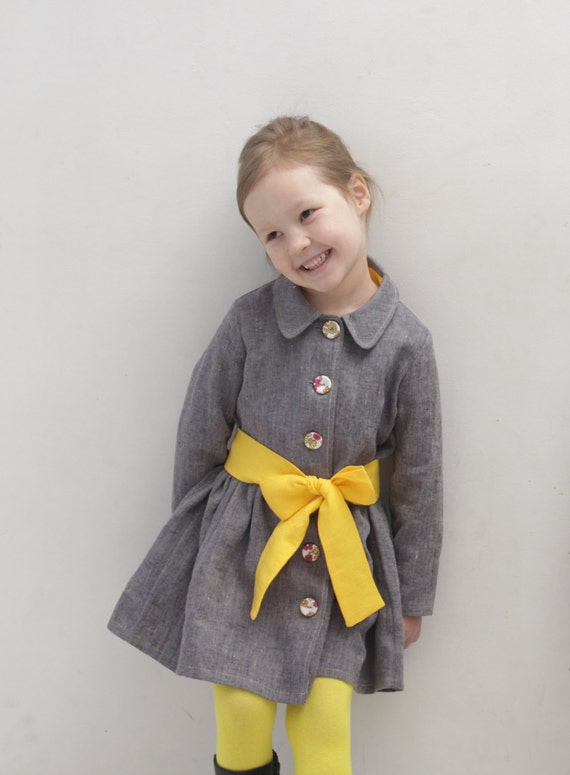 Items similar to Girls coat Toddler girls dress coat Girls spring linen ...